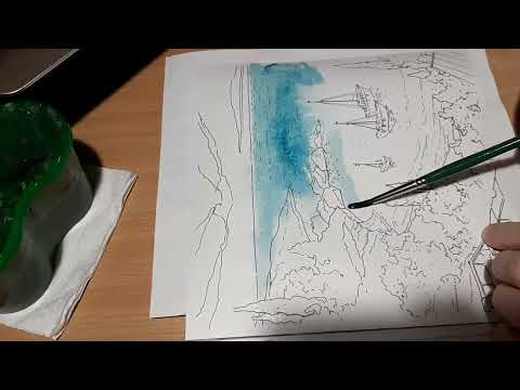 Видео: Пришло ВРЕМЯ Раскрашивать! УЧИМСЯ раскрашивать ВОДУ! Раскрашиваю акварелью и болтаю.