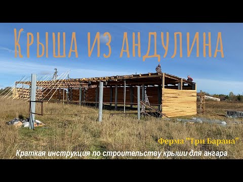 Видео: Кровля крыши из андулина. Строим ангар для животных на ферме "Три Барана".