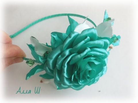 Видео: Ободок с розой, МК / DIY Rose Headband / Rose tutorial / Роза канзаши