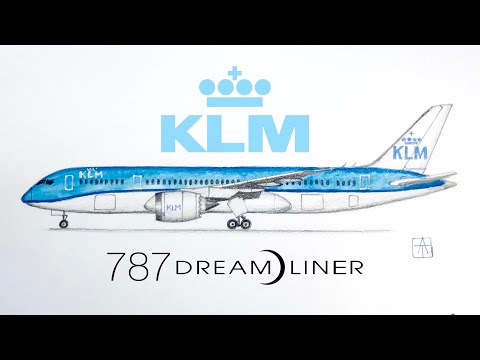 Видео: Как нарисовать самолёт Боинг 787 поэтапно | Видео урок