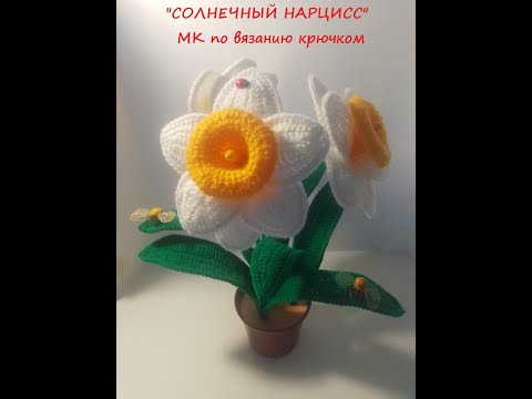 Видео: "СОЛНЕЧНЫЙ НАРЦИСС" - вязание крючком МК