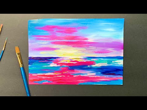 Видео: ЗАКАТ • Просто рисуем море • Как без опыта нарисовать закат на море • Рисовать легко • Море красками