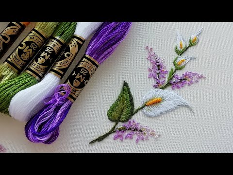 Видео: Вышивка гладью:Как вышить цветы Каллы