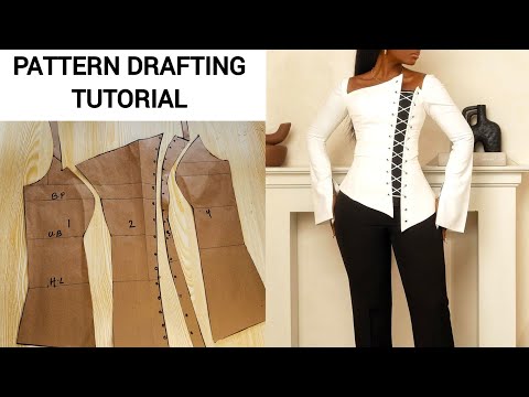 Видео: Как выкроить корсет с кружевом спереди и асимметричным вырезом | Простое руководство по черчению