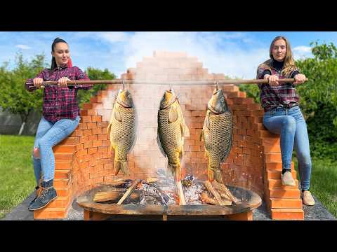 Видео: Деревенский Ужин из Карпов Приготовленных на Костре! На природе всегда вкуснее