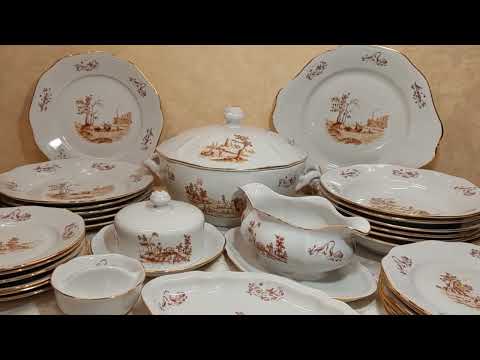 Видео: Всё о фарфоре. Столовый сервиз "Янтарный берег" Богемия