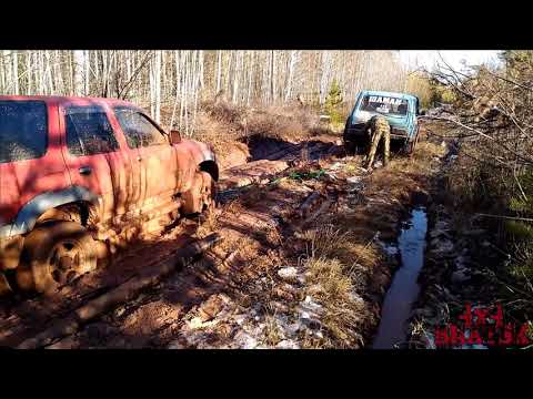 Видео: Сток Mitsubishi Delica и Toyota Hilux Surf в компании лёгких подготовышей, 4х4 Братск, 28.10.2018г.