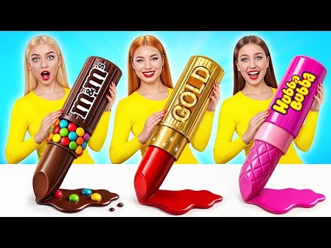 Видео: Мармеладная еда vs Настоящая еда vs Шоколадная еда Челлендж | Эпичная Битва с Едой от Super Hyper DO