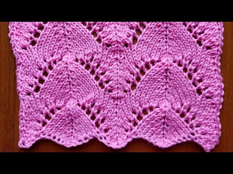 Видео: Ажурный узор спицами. Узоры спицами. Вязание спицами. Красивый ажурный узор для палантинов, кофт.