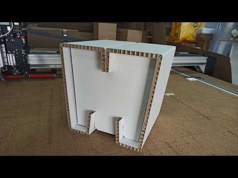 Видео: Резка и биговка сотового картона толщиной 16мм.