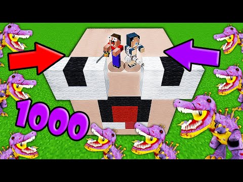 Видео: ДОМ В ГОЛОВЕ НУБА И ДЕВУШКИ ПРО ПРОТИВ 1000 КЛОНОВ ТРУБОЗАВРА В МАЙНКРАФТ