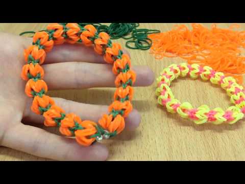 Видео: Браслет Тыквы из резинок на станке Rainbow Loom