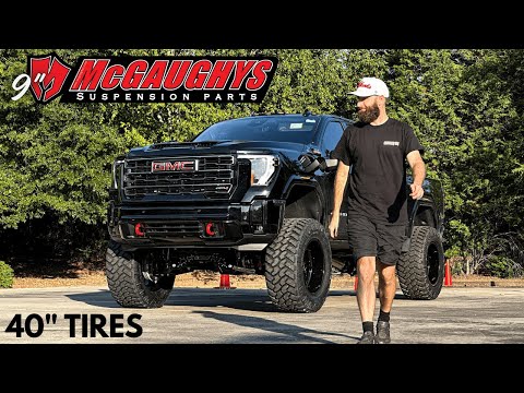 Видео: ПОДОЙДУТ ЛИ 40-ДЮЙМОВЫЕ ШИНЫ? GMC Sierra 2500 AT4 2025 года | 9-дюймовый лифт-комплект McGaughys,...