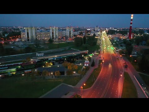Видео: Ночной полет над центром Брест.  Одним кадром #ВАСЬКАПИЛОТ