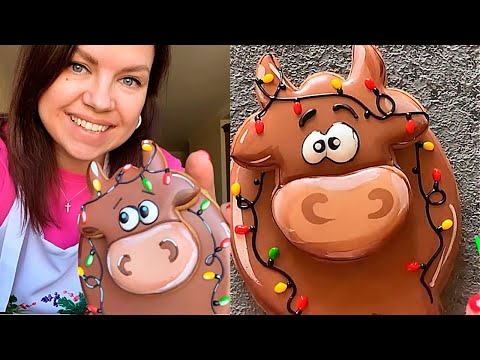 Видео: Пряник Символ 2021 года «Пухлый бычок» роспись айсингом [мастер-класс]