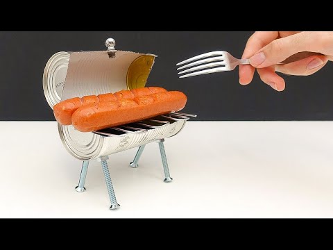 Видео: Шикарный самодельный мини-гриль из банки от кока-колы 🌭😋