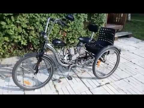 Видео: Трёхколёсный мотовелосипед F-80 (Дырчик)/Motorized trike bike F-80 :обзор