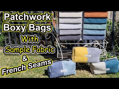 Видео: Как сшить лоскутную сумку-коробку, используя образцы обивочной ткани с французскими швами на угла...