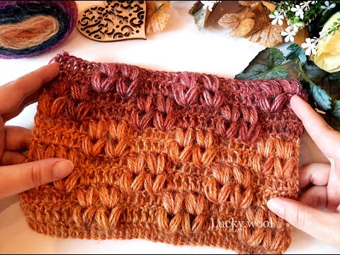 Видео: Шахматный узор крючком с пышными столбиками.