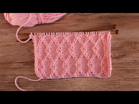 Видео: Узор «Interlocking Lattice» со снятыми петлями спицами 💞 Interlocking Lattice knitting pattern