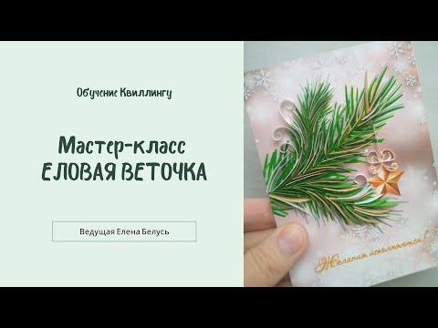 Видео: Квиллинг МК Еловая веточка. Контурный квиллинг веточка. Веточка еловая рисуем полосками бумаги.