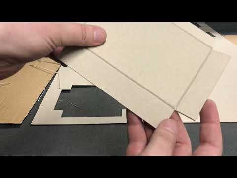 Видео: Резка картона, гофрокартона, пластика ПВХ под углом 45град ножом V-cut