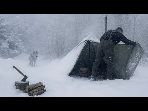 Видео: -15 Теплая палатка для зимнего лагеря в метель - | Кемпинговая палатка Buhscraft | Дровяная печь