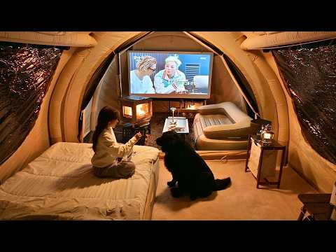 Видео: 2-комнатная надувная палатка класса люкс для кемпинга с незнакомой собакой