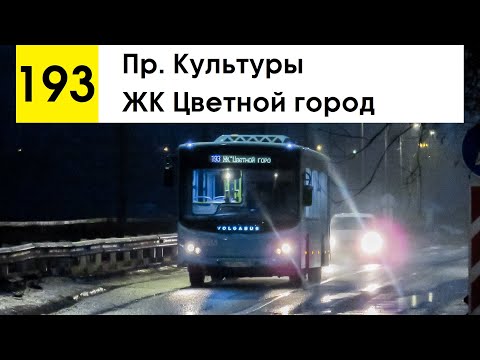 Видео: Автобус 193 "ЖК "Цветной город" - пр. Культуры"