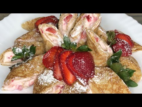 Видео: «БЛИНЧИКИ с ТВОРОГОМ и КЛУБНИКОЙ» Вкусный и нежный  творожный десерт на скорую руку.