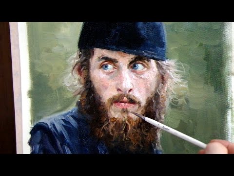 Видео: Урок масляной живописи. 3-х часовой набросок молодого монаха.