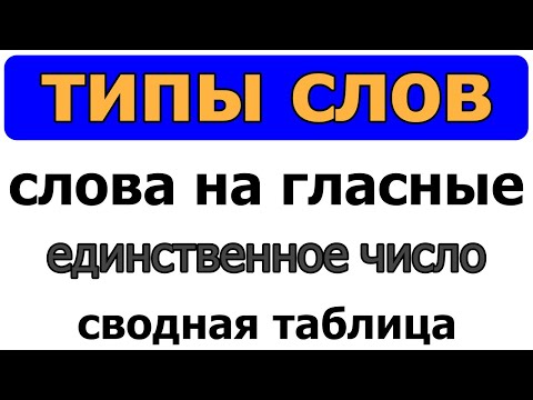 Видео: Типы слов: слова на гласную, единственное число