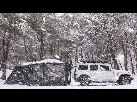 Видео: -15°C, Уютный одиночный кемпинг в метель❄️ㅣШум снега