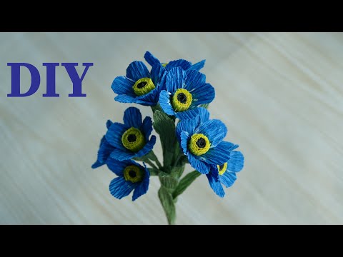 Видео: Незабудки из гофрированной бумаги/DIY