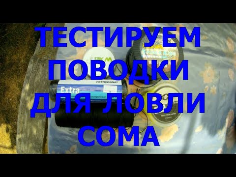 Видео: Тест поводков для ловли сома \ Кевларовый поводок \ Как вязать два крючка на поводок для сома \