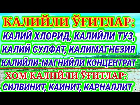 Видео: KALIYLI O‘G‘ITLAR: KALIY XLOR, KALIY SULFAT.. 116-son. КАЛИЙЛИ УГИТЛАР