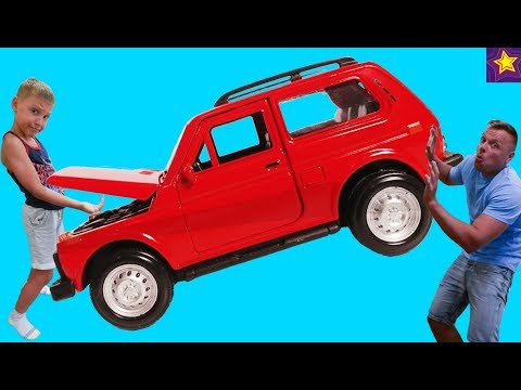 Видео: НЕ ПОДЕЛИЛИ НИВУ из КИТАЯ! Как ИГОРЮША и ПАПА Разбили МАШИНКИ в симуляторе? Видео для детей