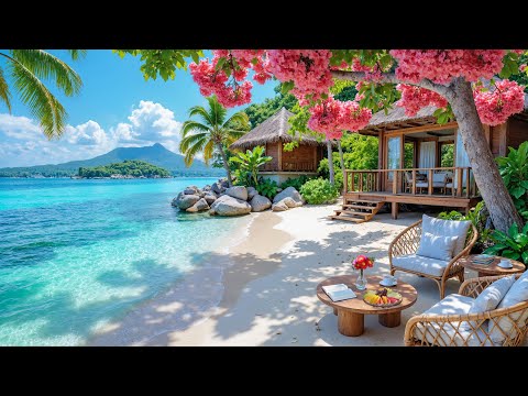 Видео: 🏝️Летний утренний кофе в пляжном кафе | Расслабляющий джаз и вид на океан для спокойной концентрации