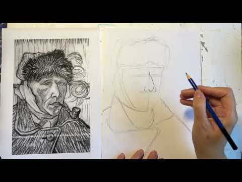 Видео: Копируем автопортрет Ван Гога в карандаше