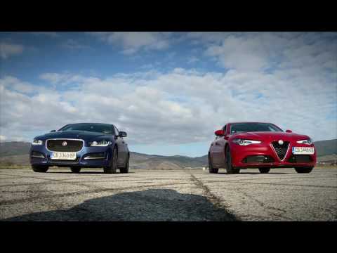 Видео: Когато германците ги няма: Alfa Romeo Giulia срещу Jaguar XE