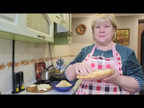 Видео: Блины фаршированные с мясом. Сливочный суп с грибами.