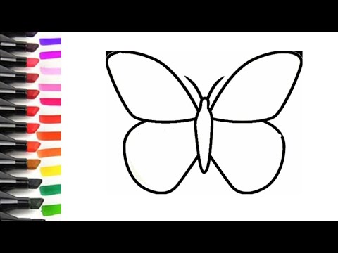 Видео: Рисунок бабочки. Раскрашивание бабочки. Как нарисовать бабочку. Простая бабочка.