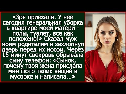Видео: «Зря приехали. У нее сегодня генеральная уборка в квартире моей матери!» Сказал муж моим родителям.