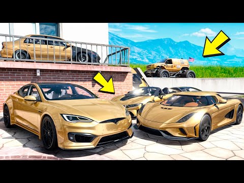 Видео: УГНАЛ КУЧУ ЗОЛОТЫХ ЧИТ ТАЧЕК У МАЖОРА В GTA 5! БИТВА ВОРОВ В ГТА 5 ОНЛАЙН!