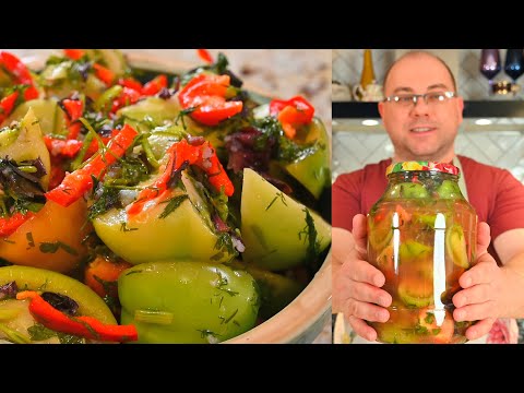 Видео: Супер-Закуска! 🍅🧄🌶️🥬Помидоры с Чесноком и Зеленью! Очень Вкусная Закуска из Зеленых Помидор 🍅 🧄🌶️