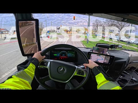 Видео: Вождение грузовика POV 👧 /// Аугсбург 🇩🇪 /// Разгрузка завершена — едет на стоянку 🚛🅿️