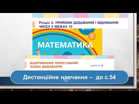 Видео: Відкриваємо переставний закон додавання. Математика, 1 клас. Дистанційне навчання - до с. 54