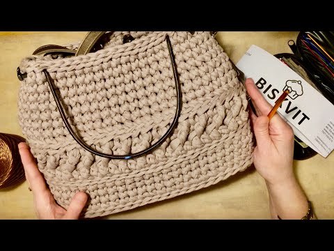 Видео: СУМКА КРЮЧКОМ  с объемным рисунком. Часть 2. ТРИКОТАЖНАЯ ПРЯЖА / ПОЛИЭФИРНЫЙ ШНУР .