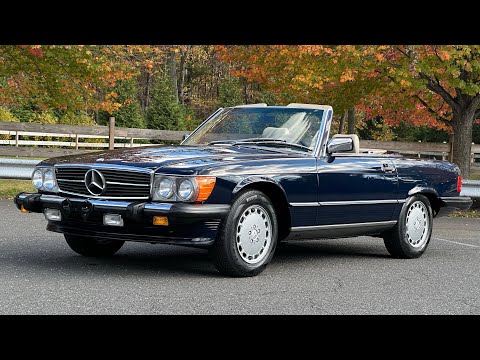 Видео: Один владелец Mercedes-Benz 560SL 1988 года с пробегом 33 тыс. миль!!! Цвет 904 Midnight Blue, 26...