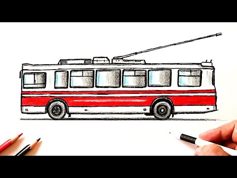 Видео: Как нарисовать Троллейбус